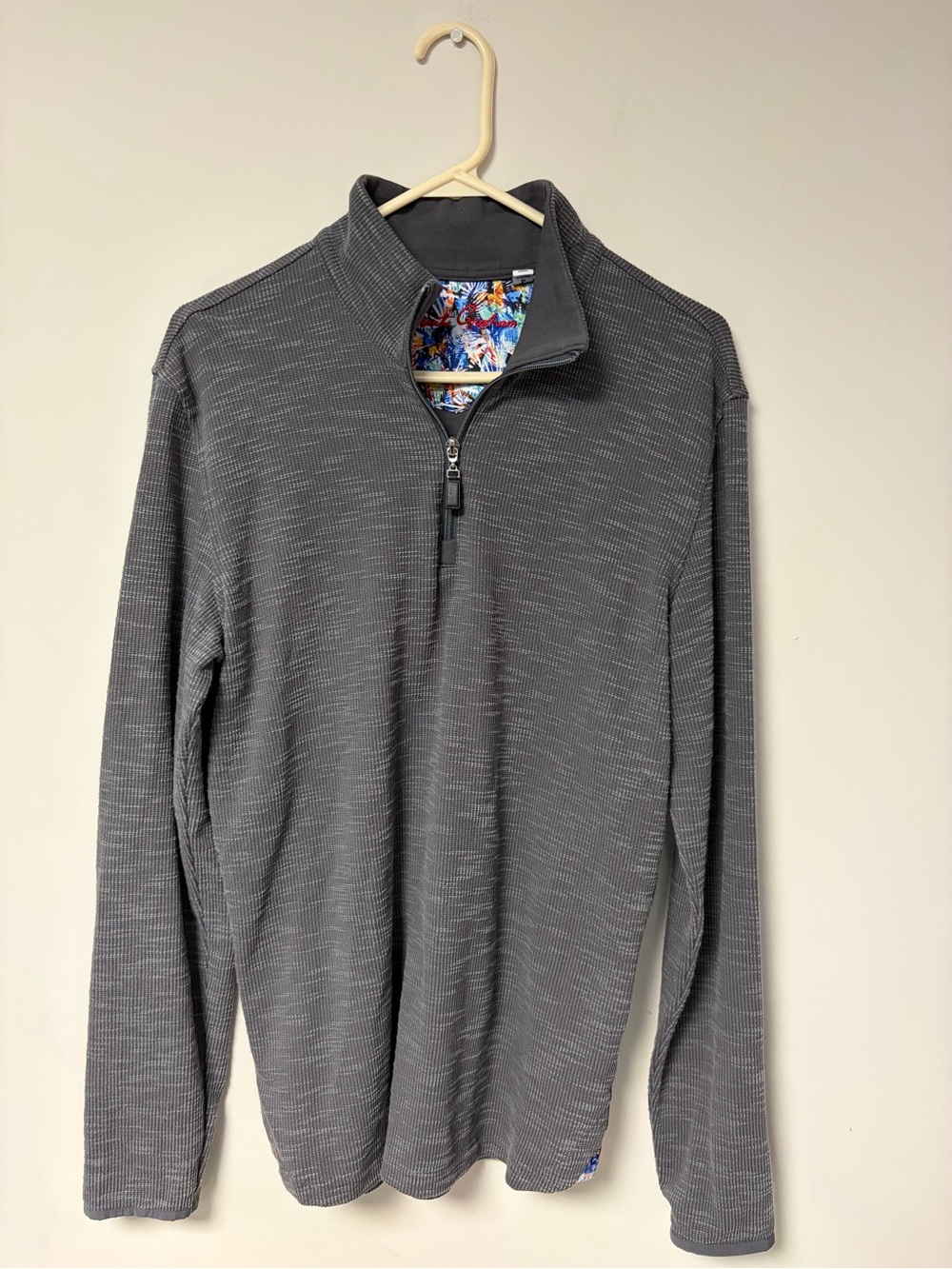 Robert Graham Men's Charcoal Gray Quarter-Zip Sweater